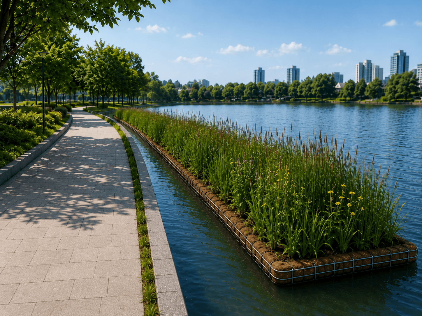 Floating wetland for water treatment without land use