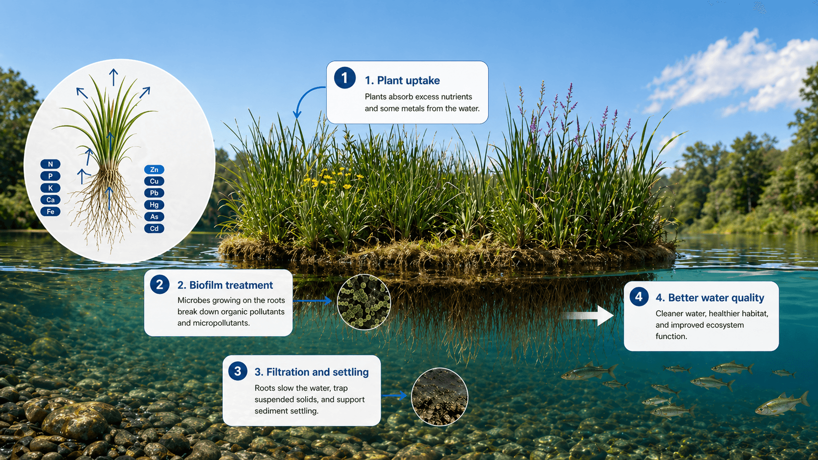 Floating wetland process overview