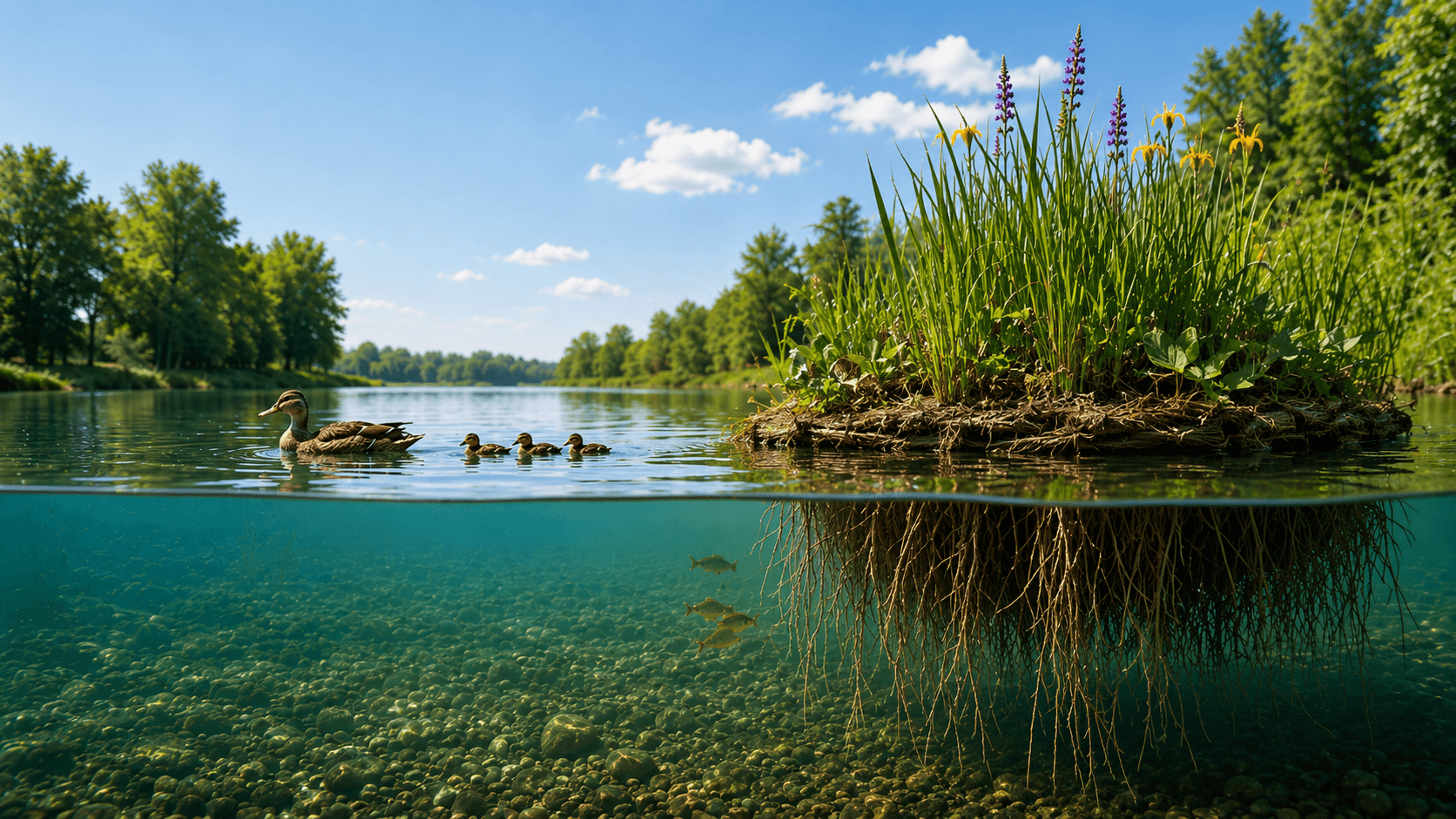Natural treatment floating wetland